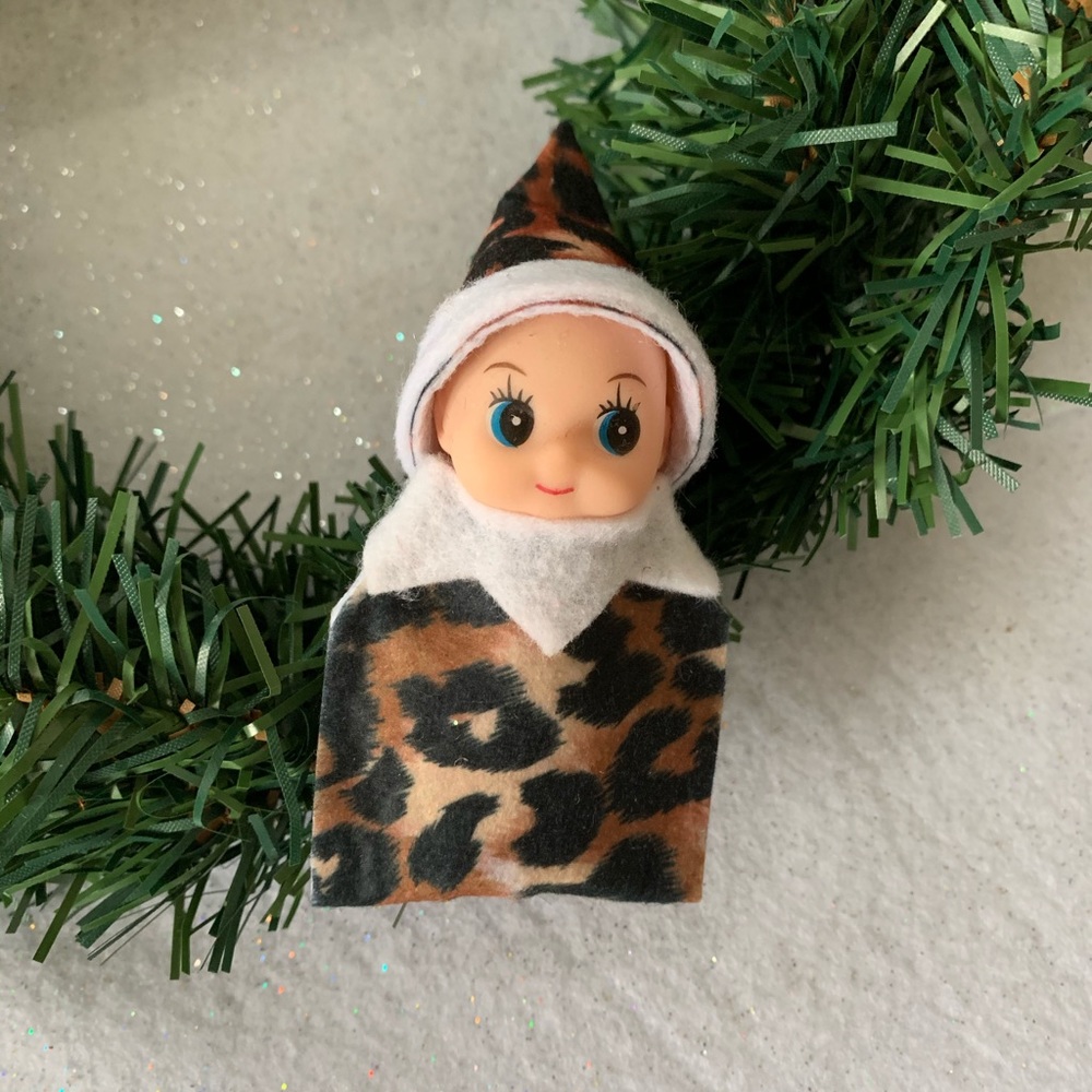Cheetah Leopard Baby Elf Doll Christmas Elf
